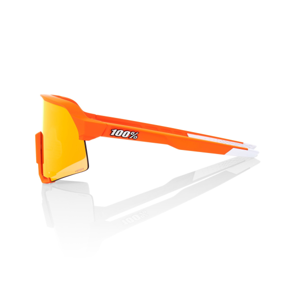 100% - S3 - Soft Tact Neon Orange - HiPER Red Mirror Sunglasses
